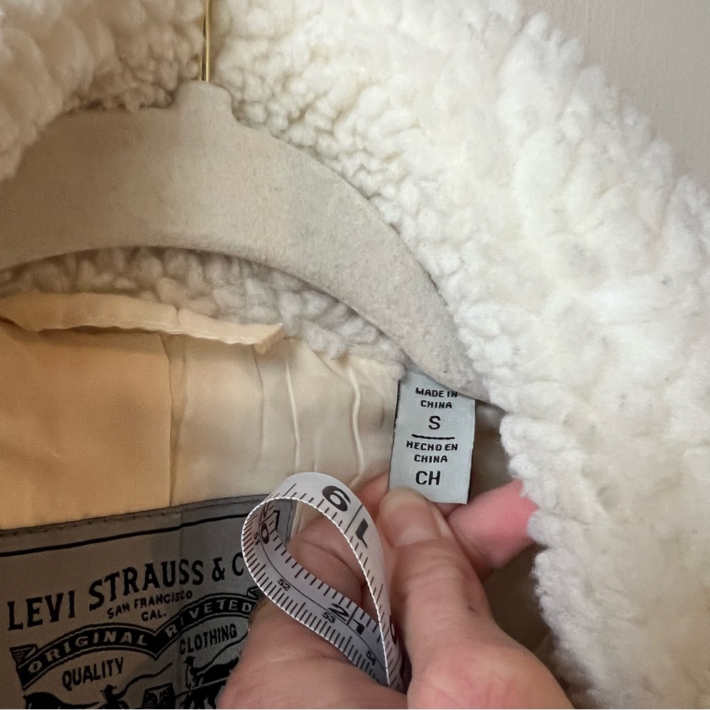 Levi's Off-White Teddy Jacket Coat Small Cozy Cottagecore - Picture 5 of 12